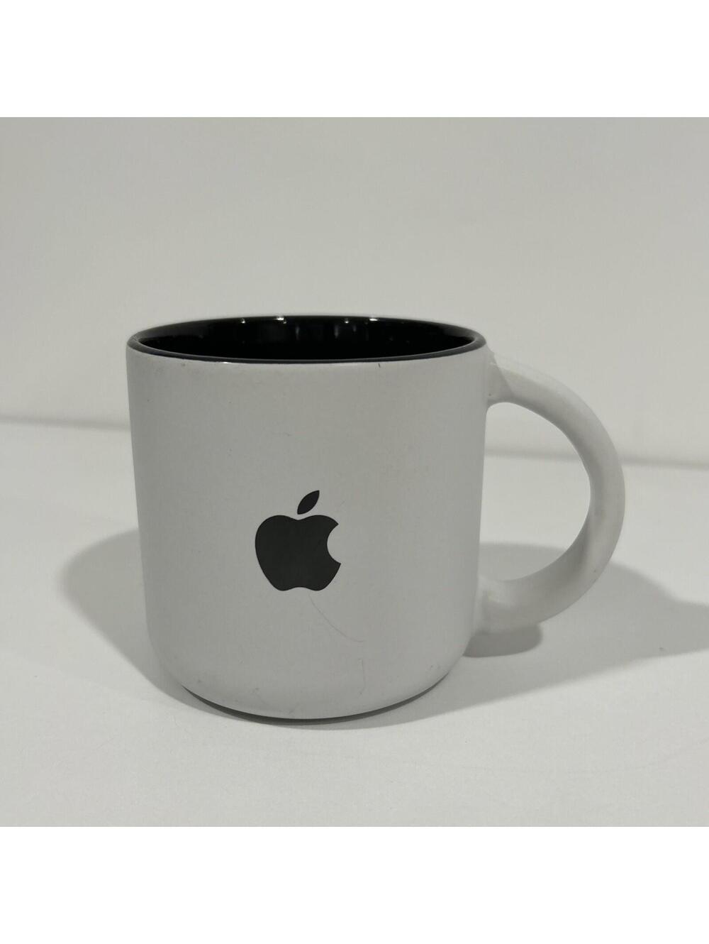 Y2K Vintage Apple Computer Employee Logo Coffee Mug White Gray
